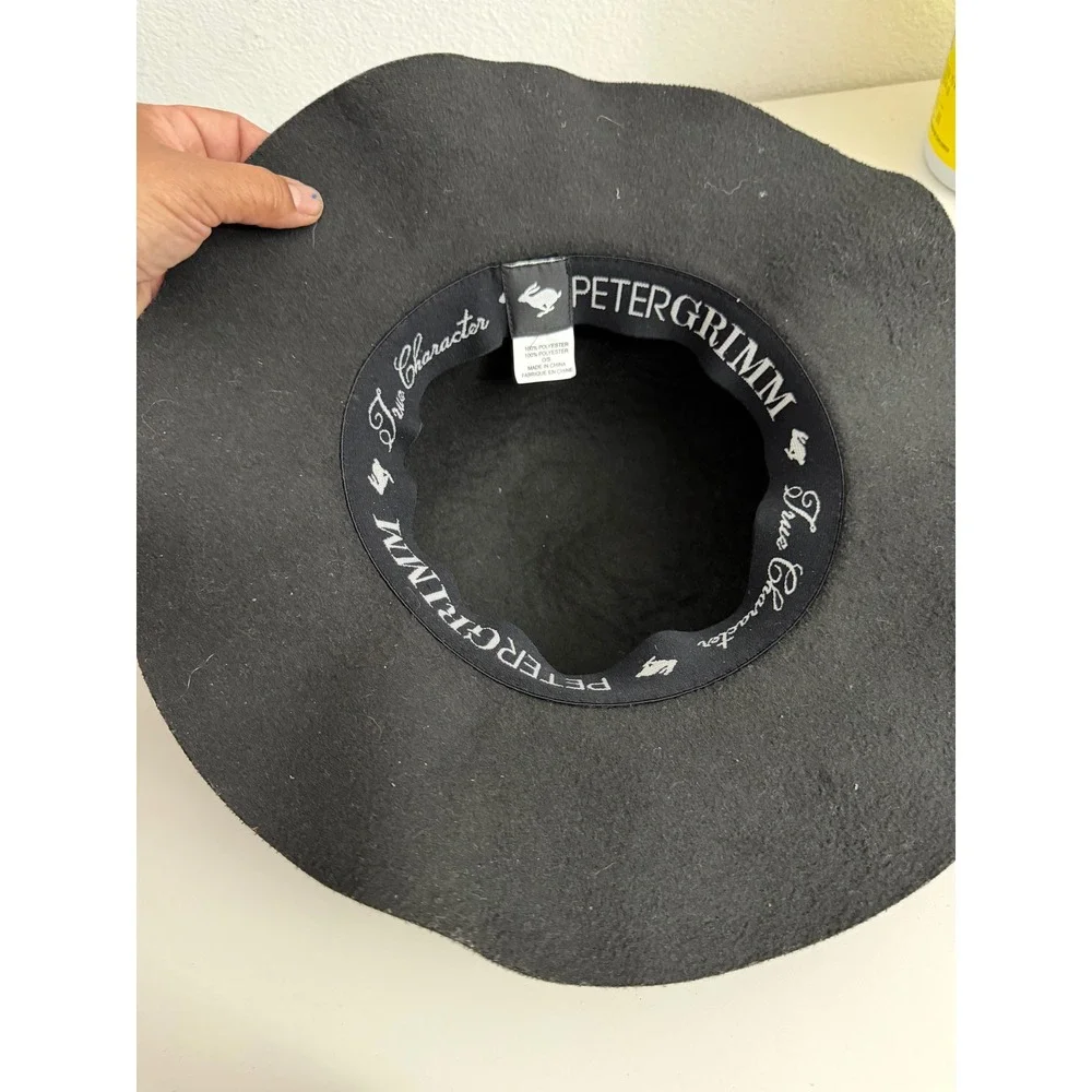 Peter‎ Grimm Black Floppy Wide Brim Hat Boho Felt Polyester One Size O/S